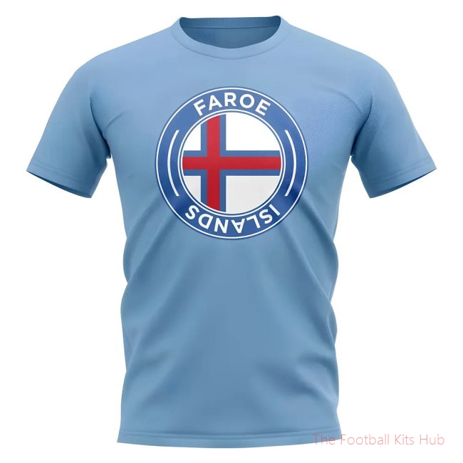 Faroe Islands Football Badge T-Shirt (Sky)-UniFootball Store