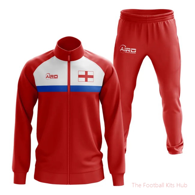 Men England Concept Football Tracksuit (Red) UEFA Euro-UniFootball Store