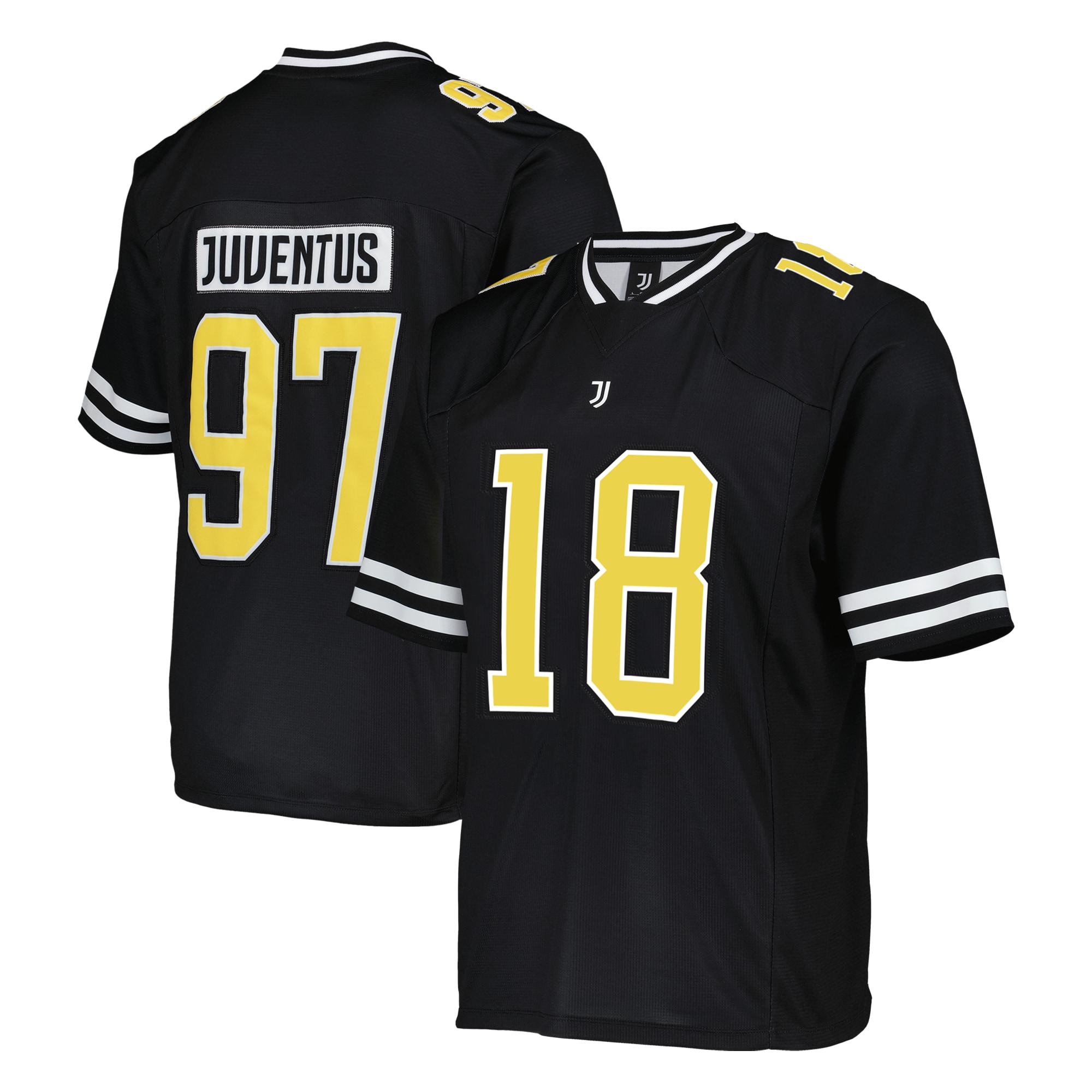 Youth Juventus Collegiate American Football Foundation Fashion Jersey - Black | UniFootball Store