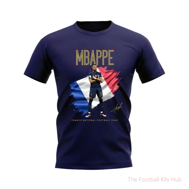 Kylian Mbappe France Celebration T-Shirt (Navy)-UniFootball Store