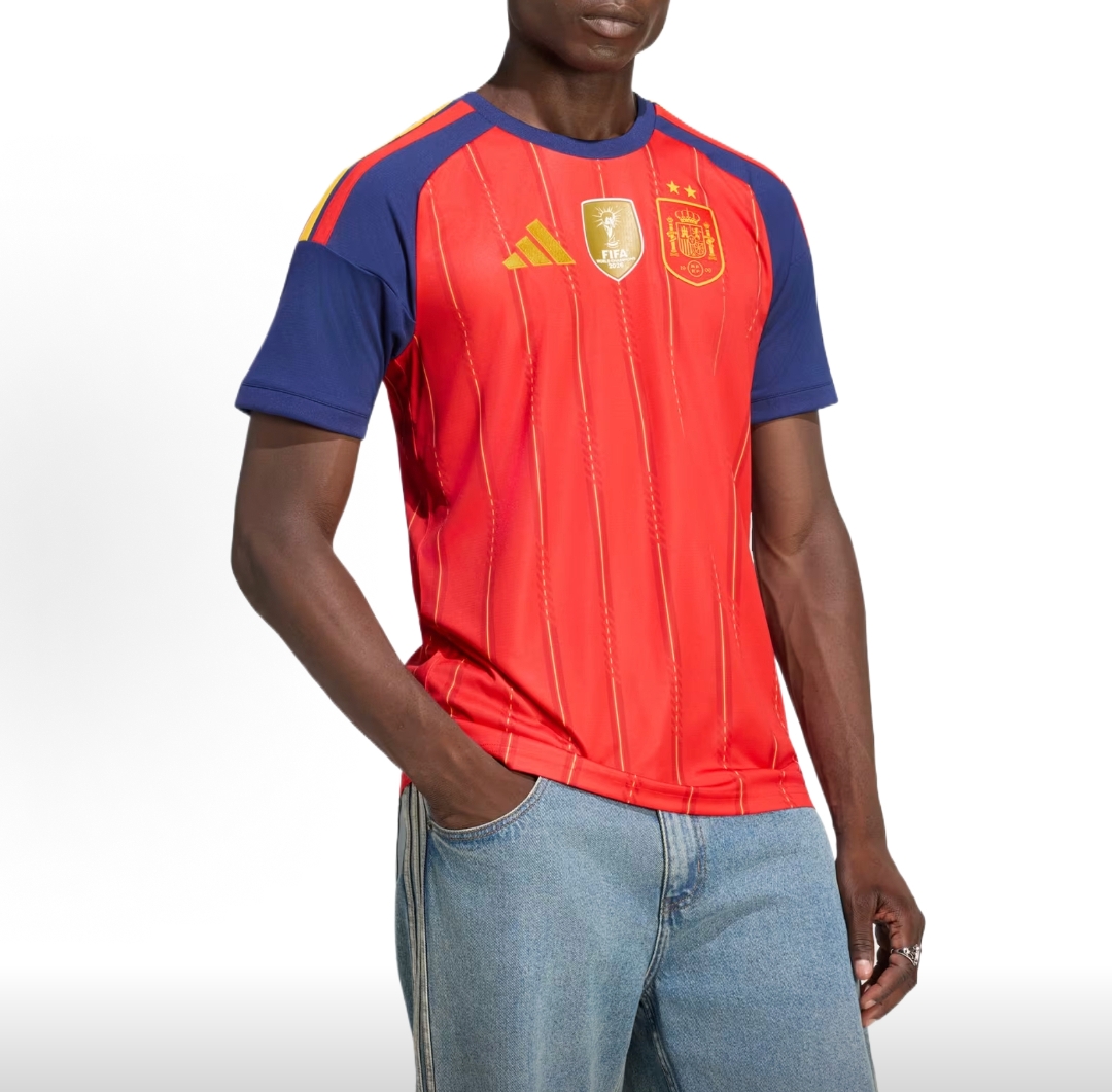 2026 World Cup Champions Spain Home Authentic Player Version 2-Star Quick Dry Slim Striped Men Soccer Jersey Spain Climacool
