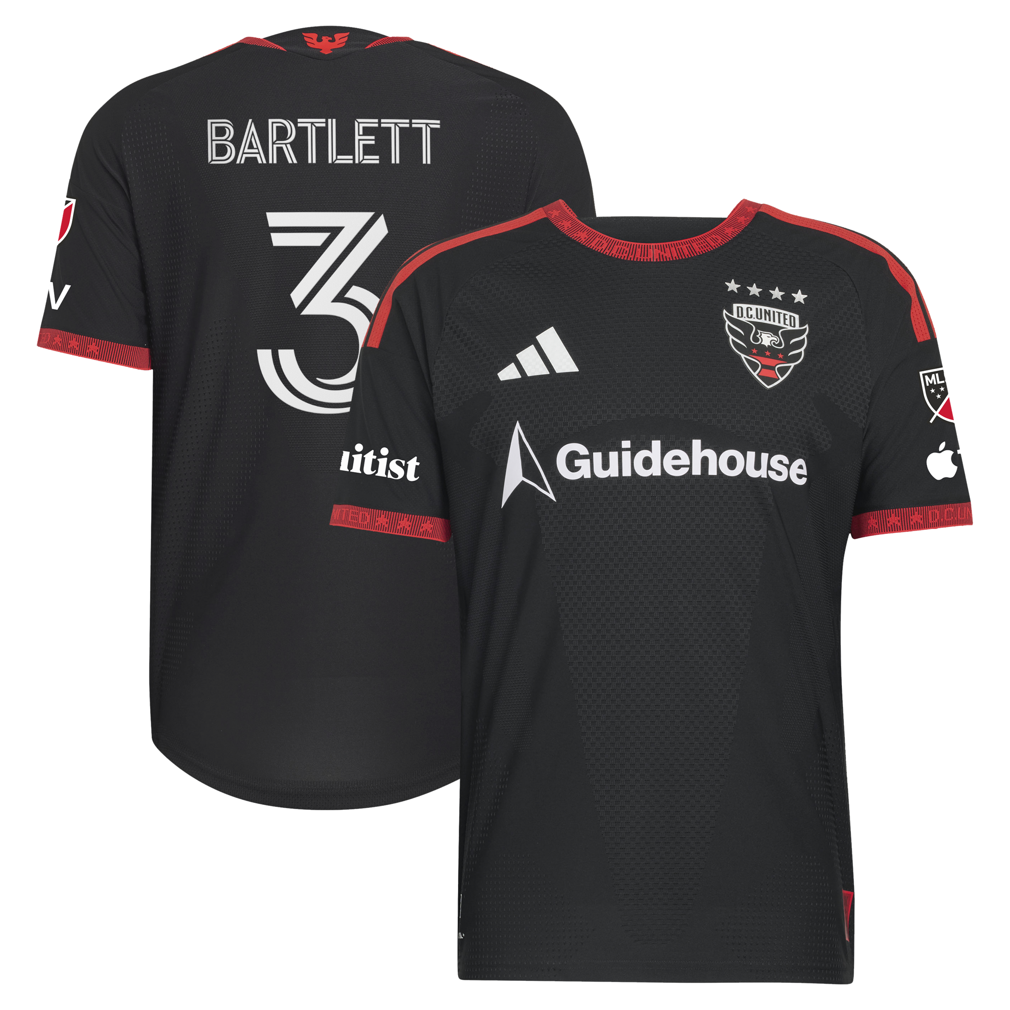 Women's Lucas Bartlett D.C. United 2026 Black-and-Red Kit On-Field Authentic Patch Jersey - Black | UniFootball Store