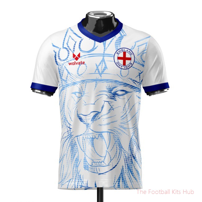 England Heritage Football Jersey White/Blue (Wolvate) Adult Short Sleeve-UniFootball Store