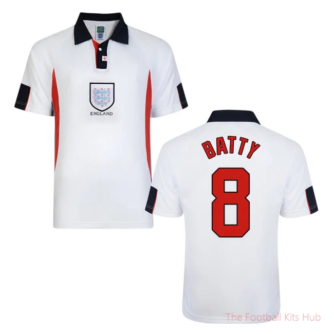 Score Draw England World Cup 1998 Home Shirt (Batty 8)-UniFootball Store