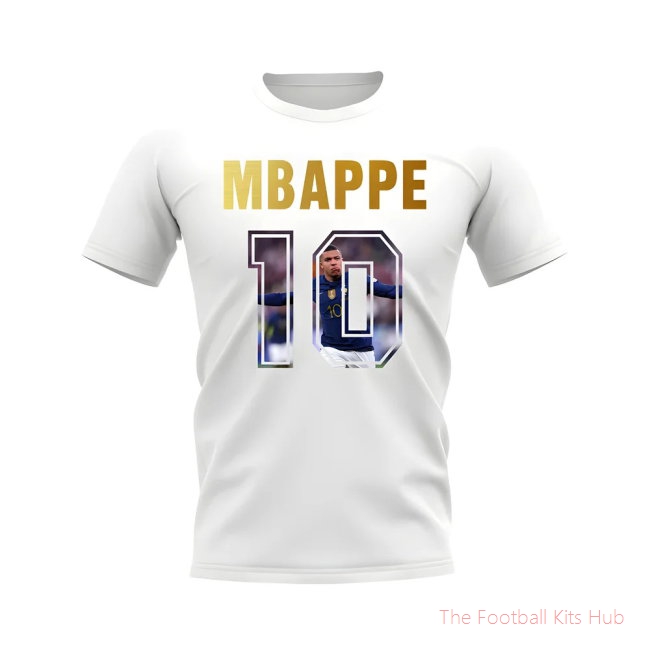 Kylian Mbappe Name And Number France T-Shirt (White)-UniFootball Store