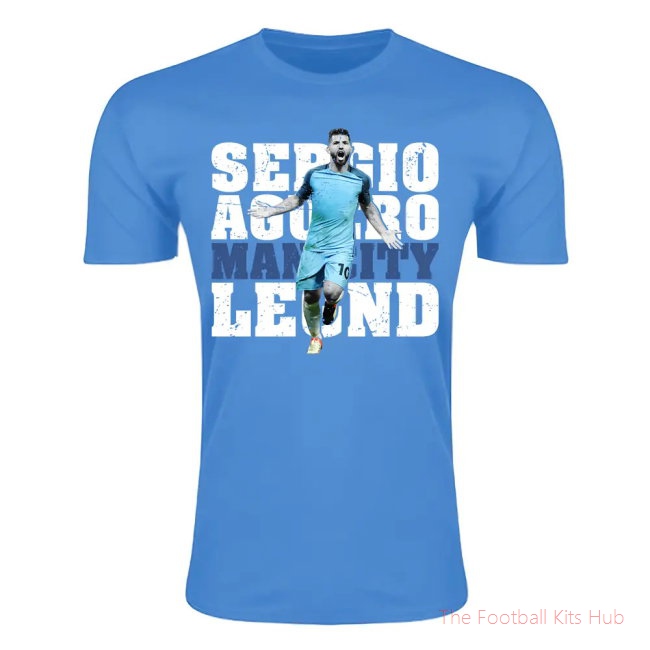 Sergio Aguero Man City Legend T-Shirt (Sky Blue) - Kids-UniFootball Store