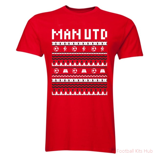 Man Utd Christmas T-Shirt (Red)-UniFootball Store