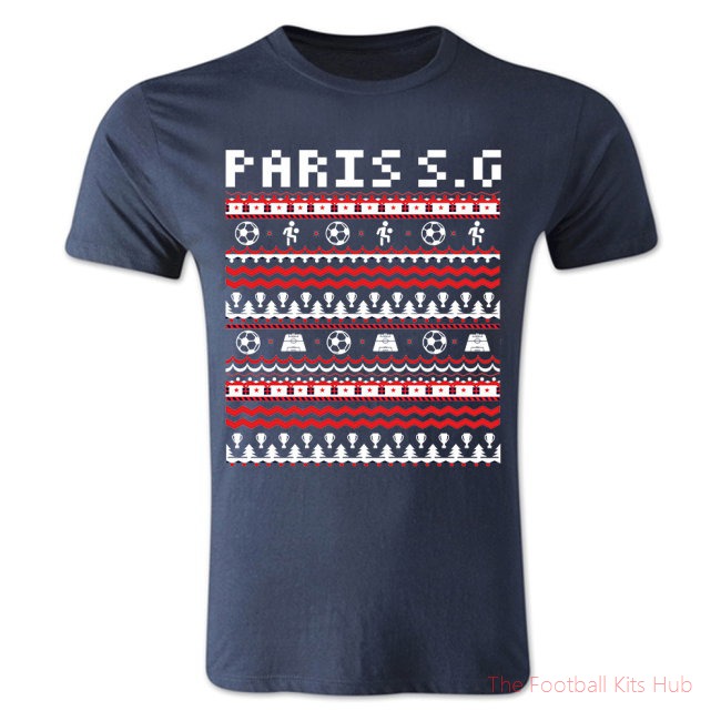 Men Paris Saint-Germain Christmas T-Shirt (Navy)-UniFootball Store