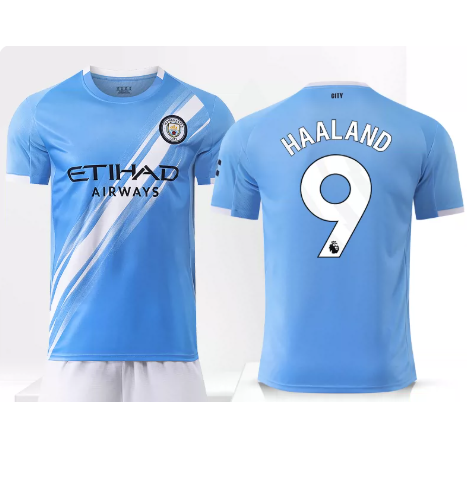 25/26 Manchester City Gradient Blue Home Erling Haaland #9 New Season Premier League Fan Jersey