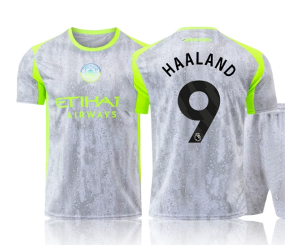 25/26 Manchester City Raindrop Grey Third Erling Haaland #9 Unique Street Style Jersey