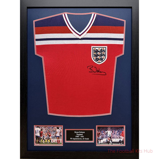 England FA 1982 Robson Signed Shirt (Framed)-UniFootball Store