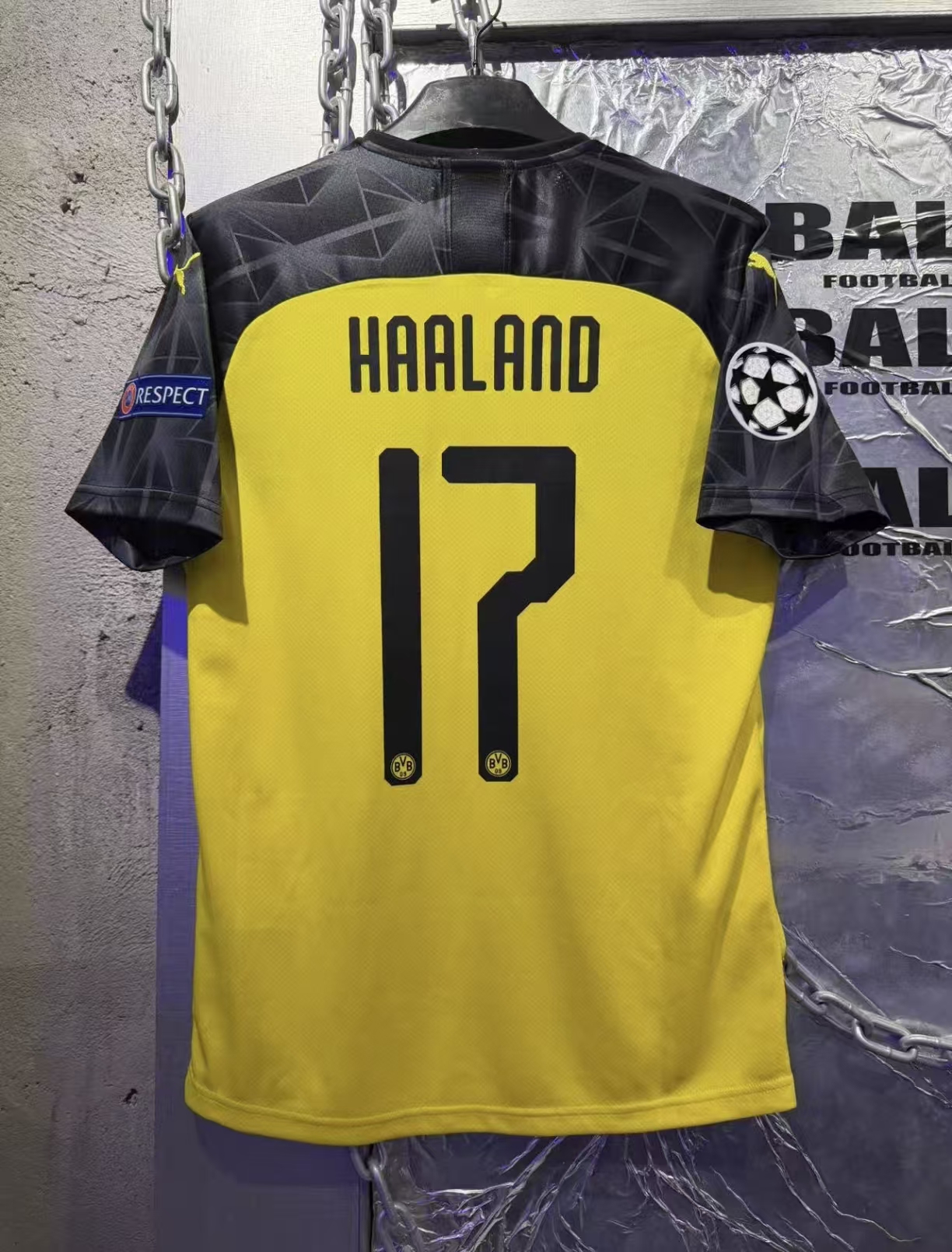 19/20 Borussia Dortmund Home Erling Haaland #17 Champions League Retro Collectible Jersey