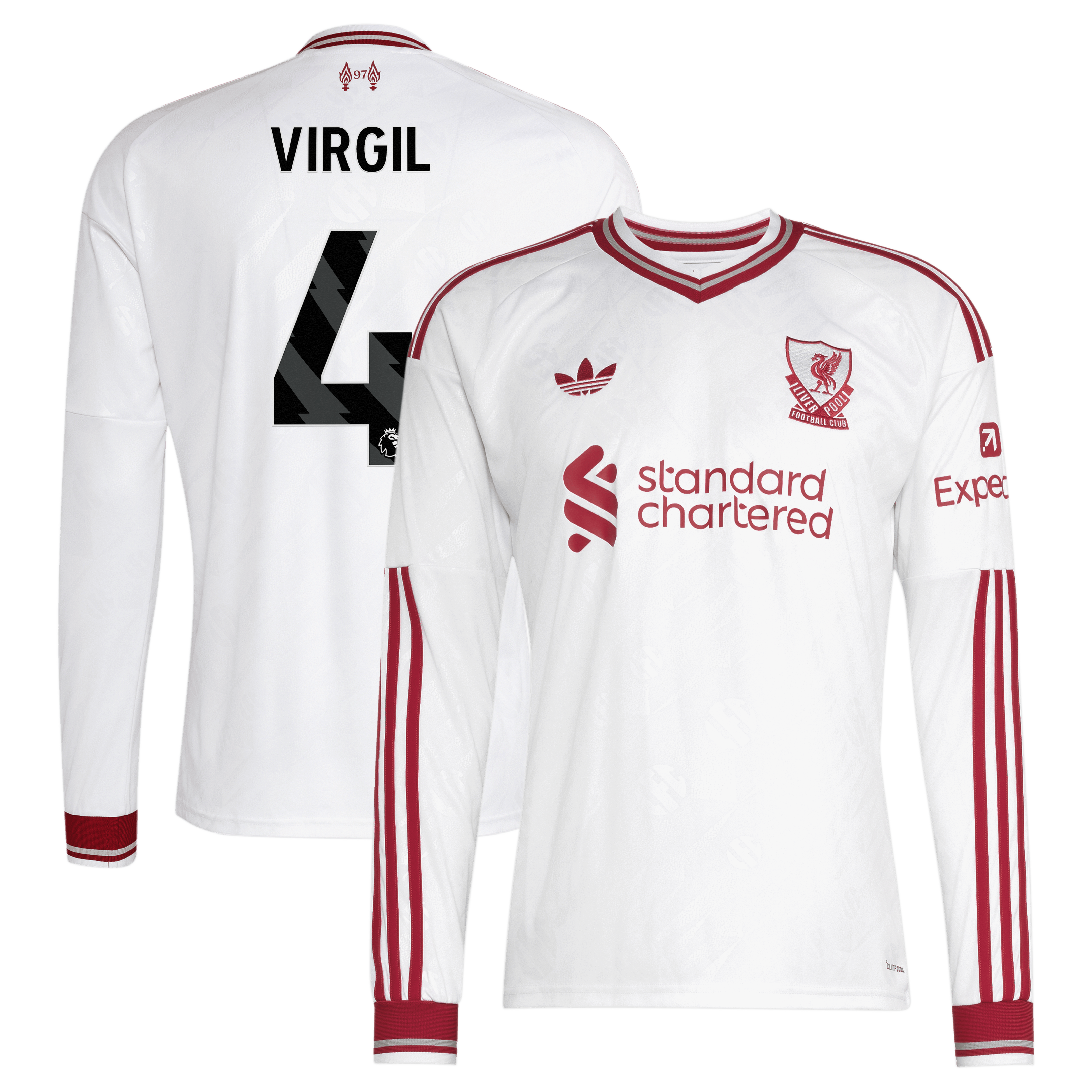 Youth Virgil van Dijk Liverpool 2026/27 Away Replica Long Sleeve Jersey - White | UniFootball Store