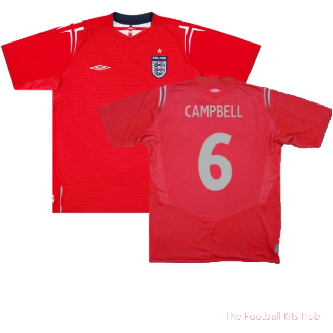 England 2004-06 Away Shirt (XL) (Excellent) (Campbell 6)-UniFootball Store