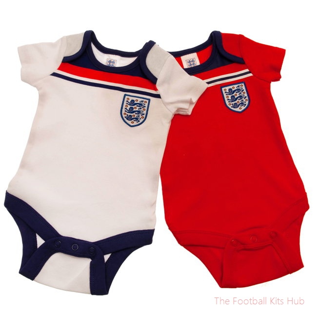 England FA 2 Pack Bodysuit 82 Retro 9-12 Mths-UniFootball Store