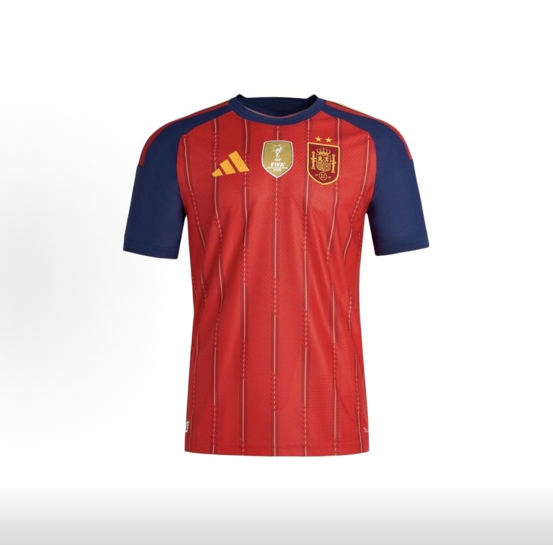 2026 World Cup Champions Spain Home Authentic Player Version 2-Star Quick Dry Slim Striped Men Soccer Jersey Spain Climacool