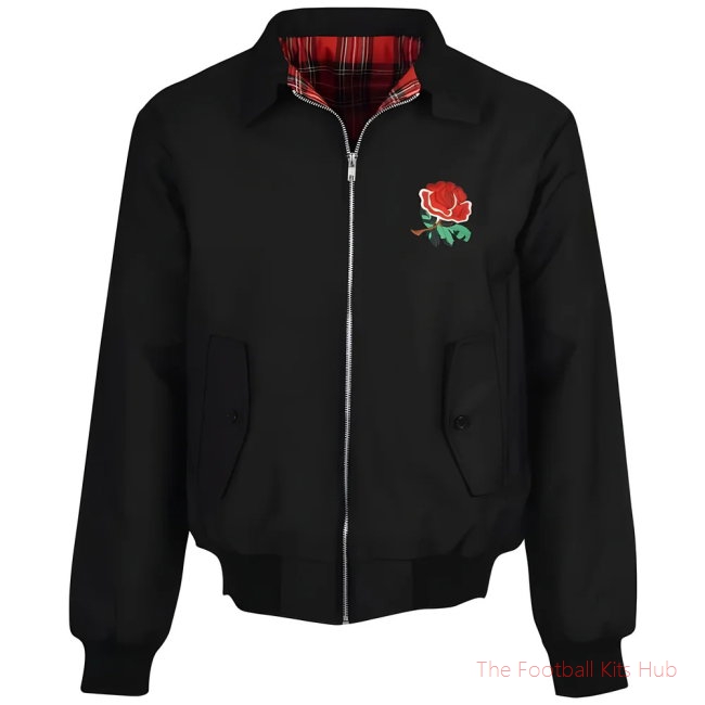 England 1980 Rugby Black Harrington Jacket-UniFootball Store