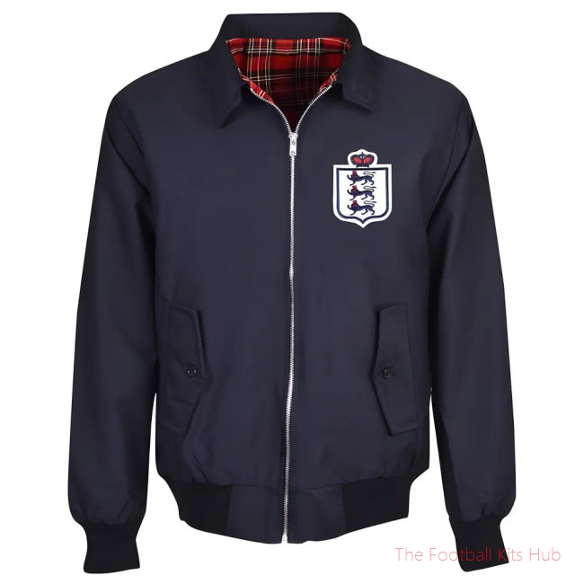 Men England Navy Harrington Jacket UEFA Euro-UniFootball Store