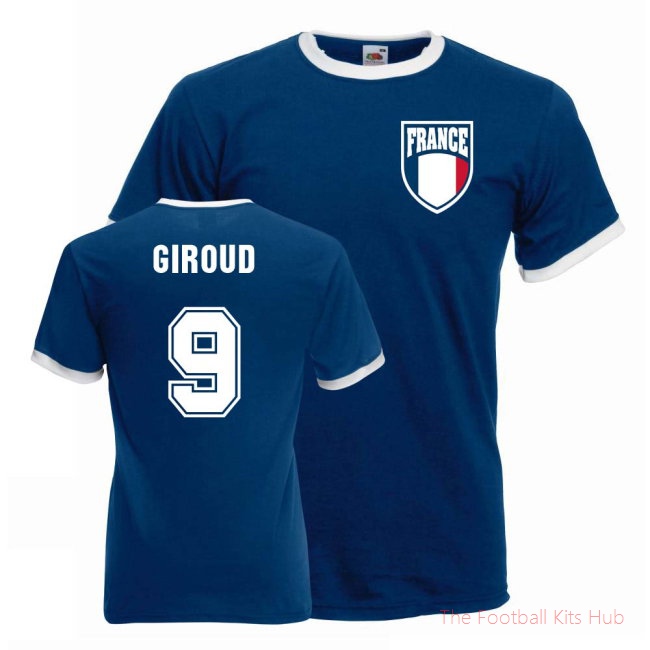 Olivier Giroud France Ringer Tee (blue)-UniFootball Store