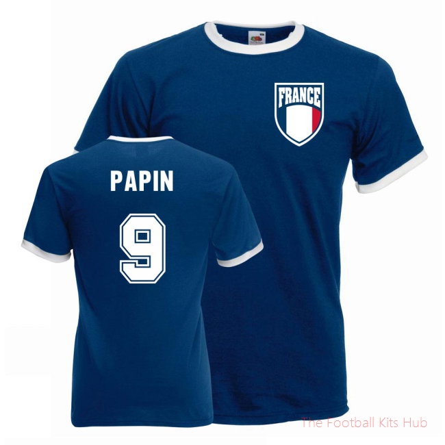 Jean Pierre Papin France Ringer Tee (blue)-UniFootball Store