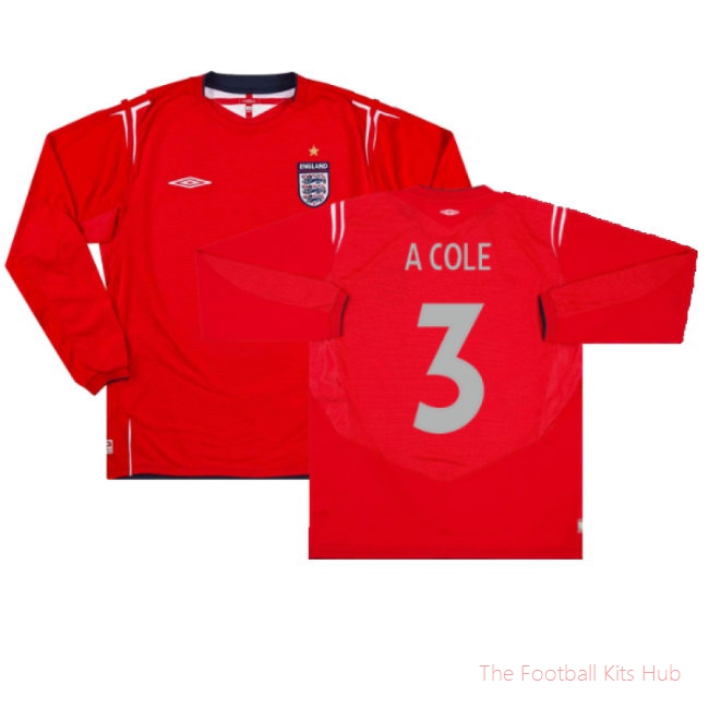 England 2004-06 Away L/S (L) (Excellent) (A Cole 3)-UniFootball Store