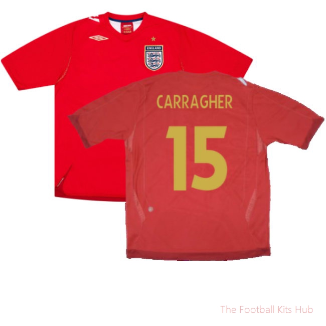 England 2006-08 Away (XXL) (Excellent) (CARRAGHER 15)-UniFootball Store