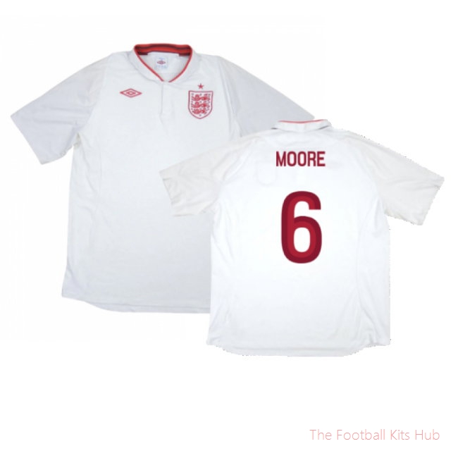 England 2012-13 Home Shirt (3XL) (Mint) (Moore 6)-UniFootball Store