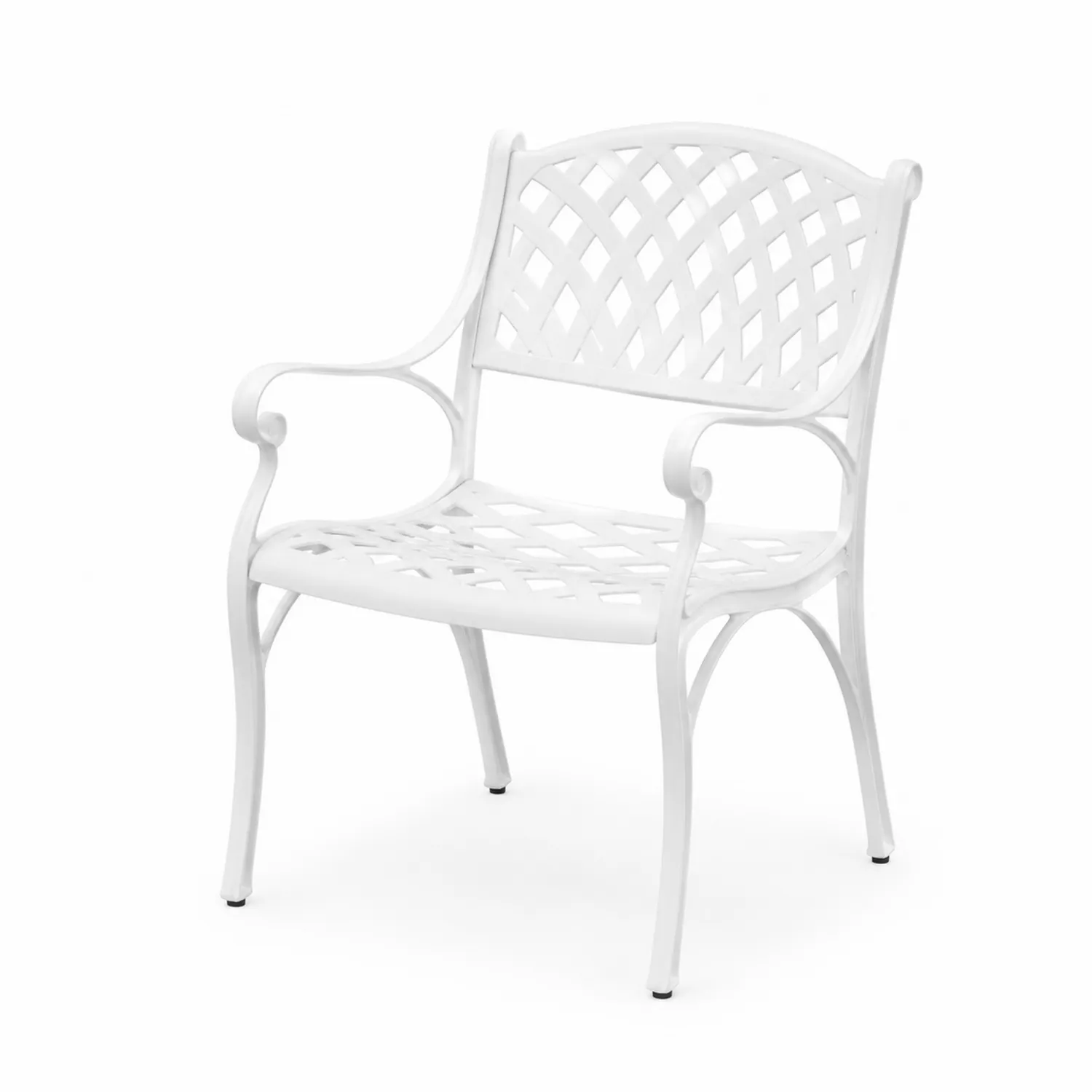 Chaise de jardin en aluminium blanc avec accoudoirs