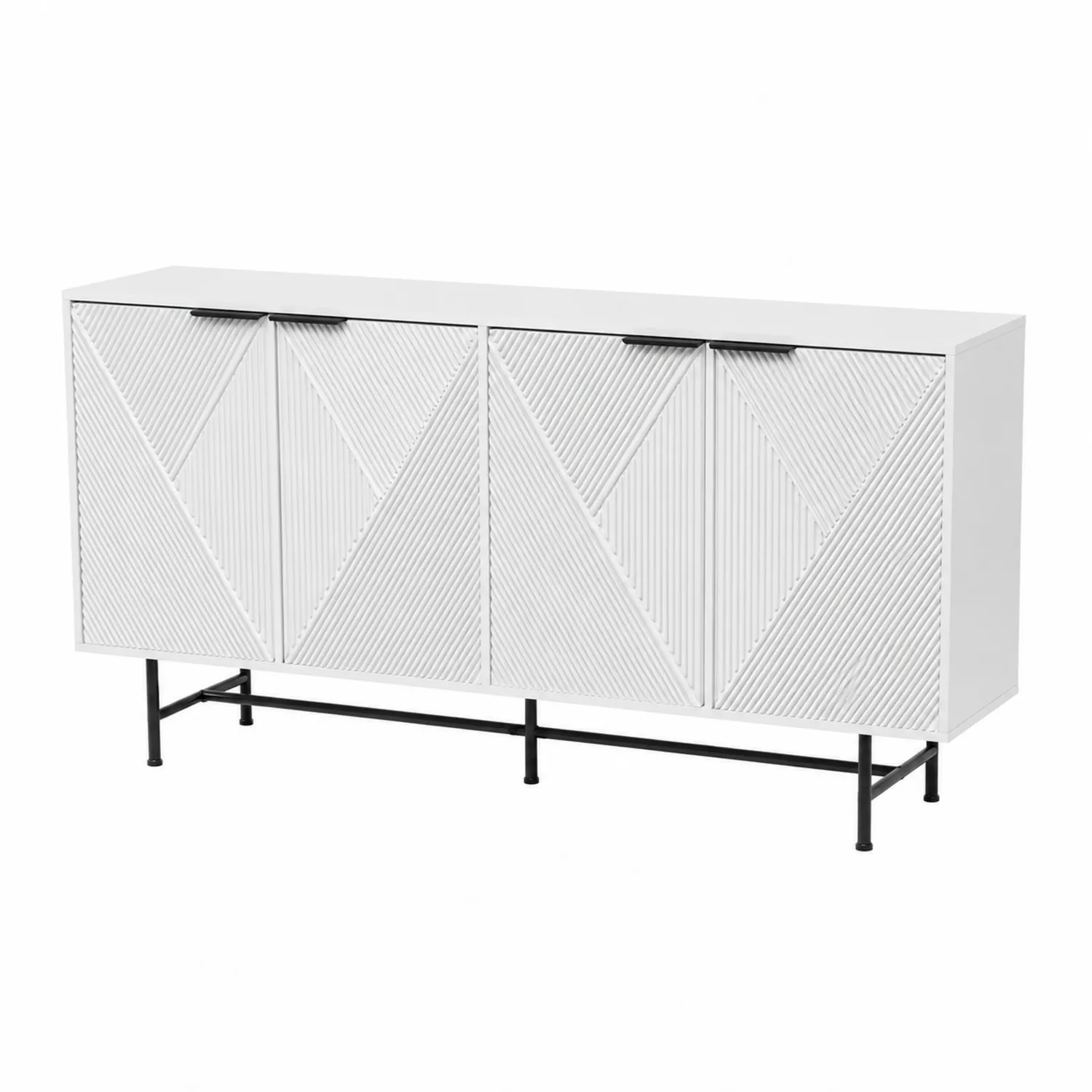 Buffet en bois MDF blanc avec pieds en acier