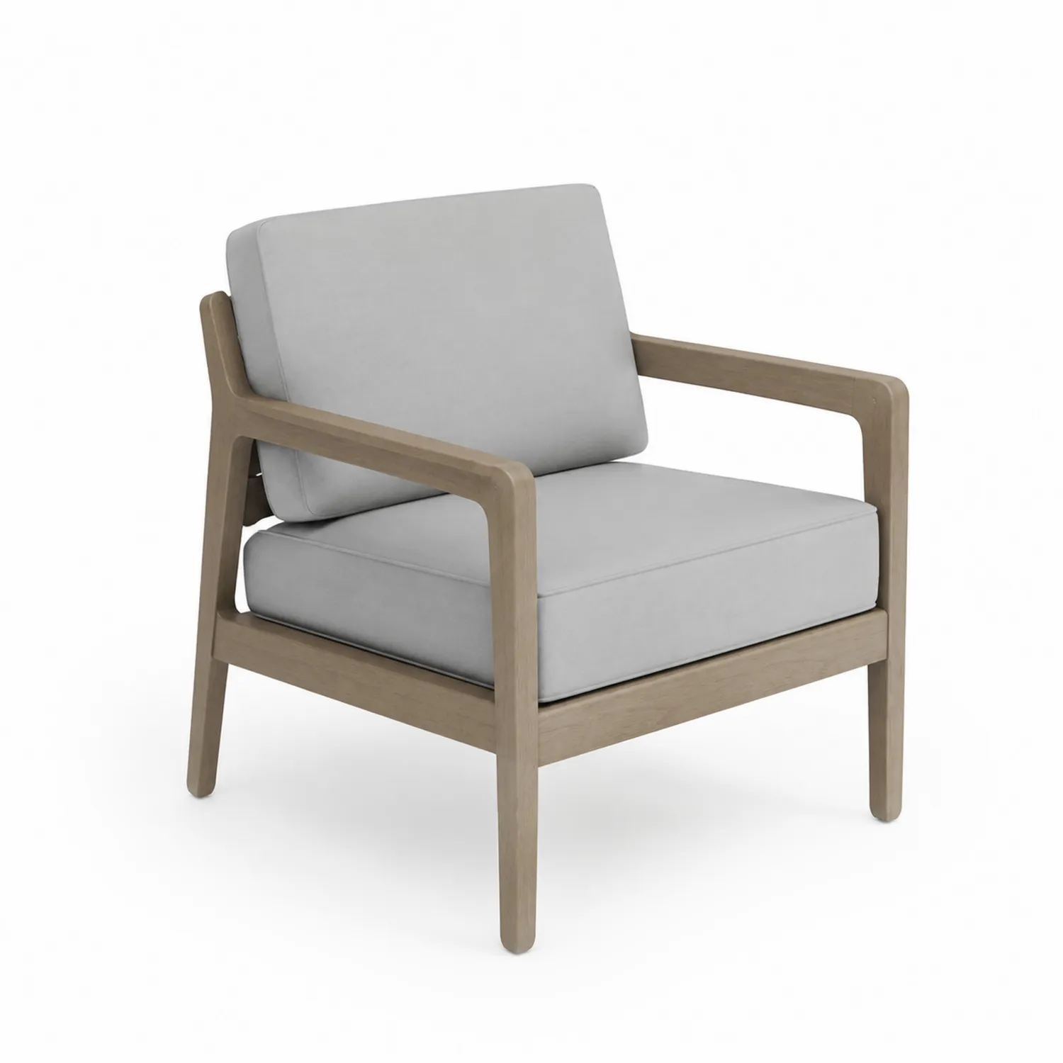 Fauteuil extérieur bois et tissu gris 85x75x80 cm