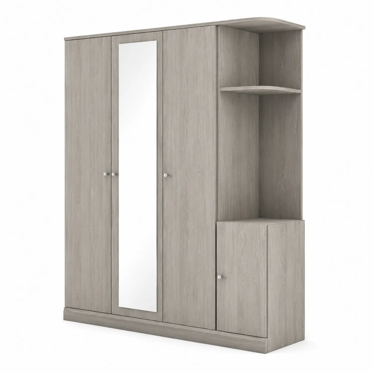 Armoire en bois avec miroir et étagères en Gris 150x58x200 cm