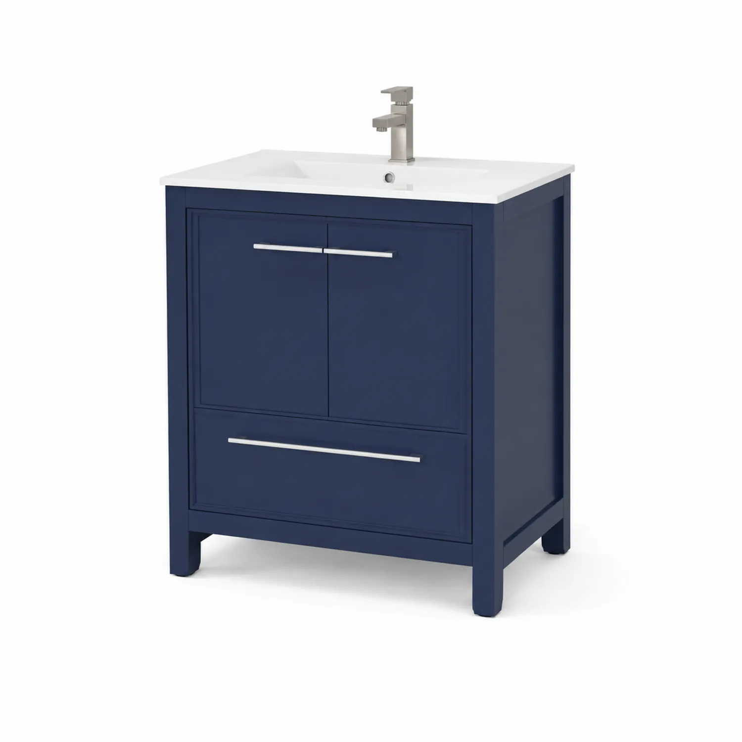 Meuble lavabo en bois bleu avec lavabo en céramique 60x45x85 cm