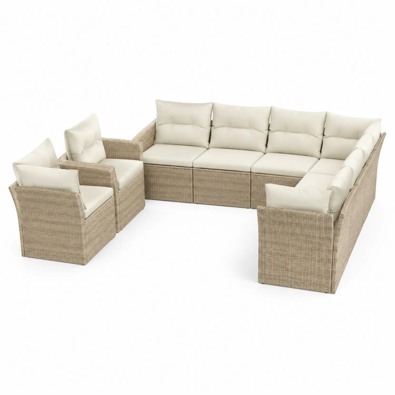 Canapé modulaire en rotin synthétique Beige avec coussins