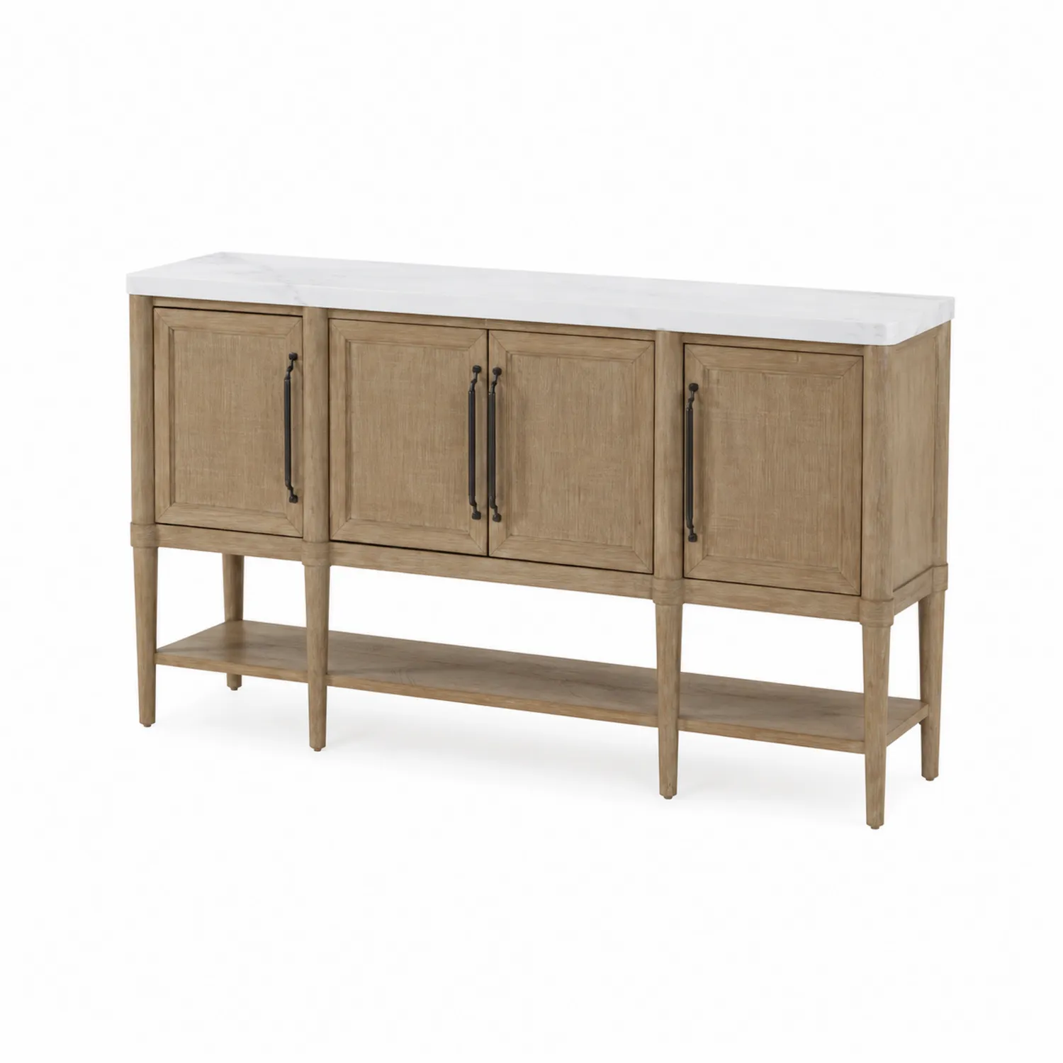 Buffet en bois avec plateau en marbre blanc