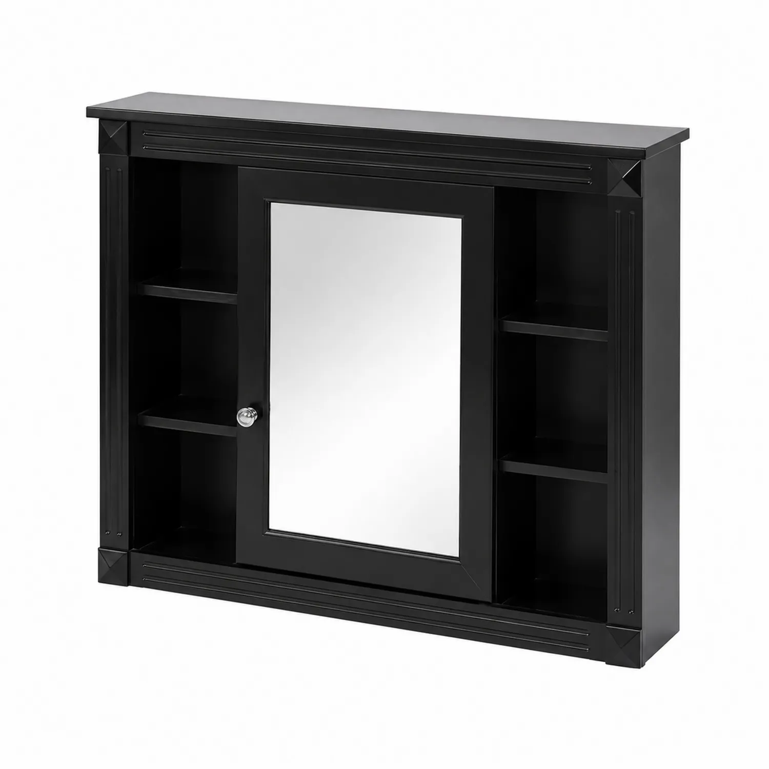 Armoire de Salle de Bain en MDF Noir avec Miroir