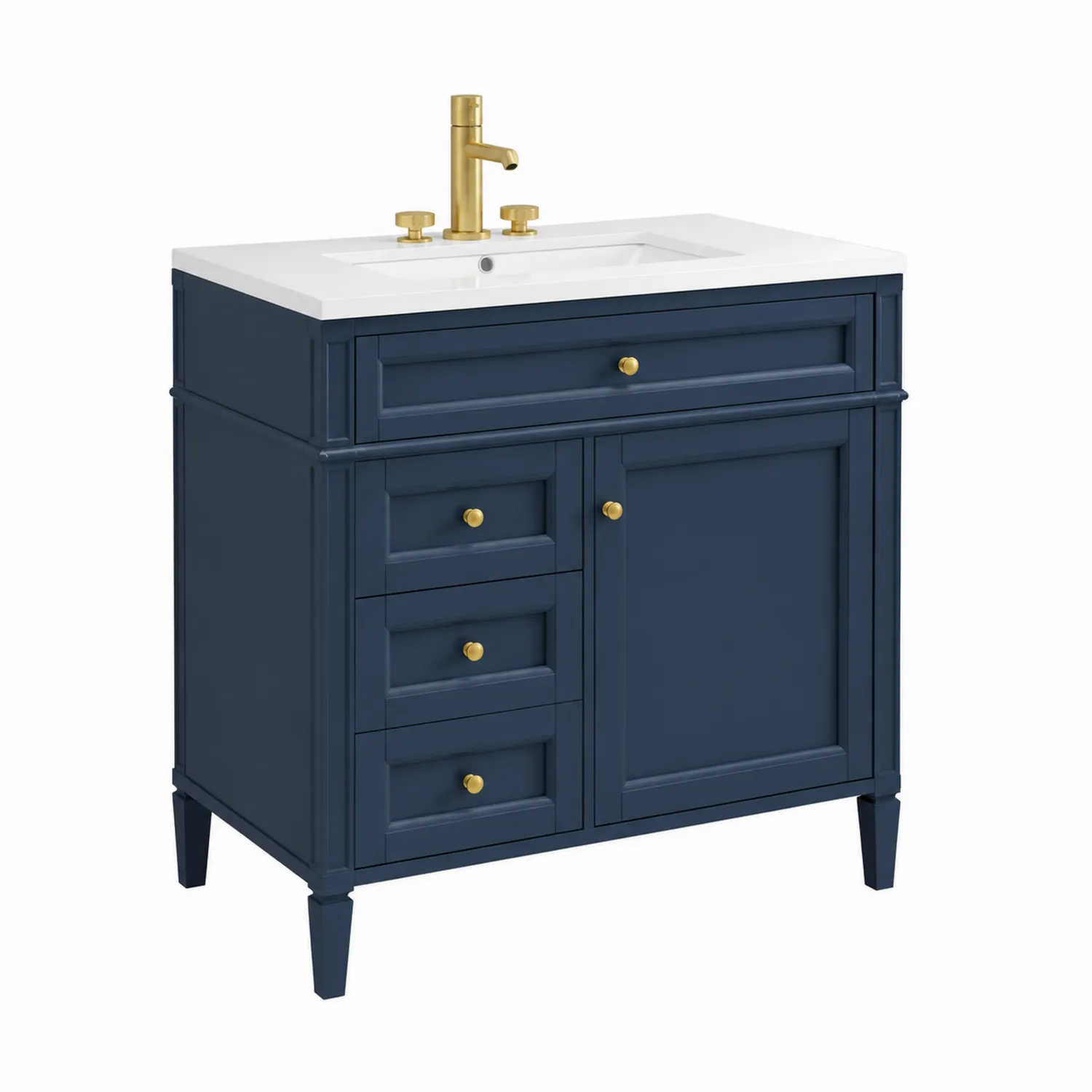 Meuble lavabo en bois MDF bleu avec vasque en céramique