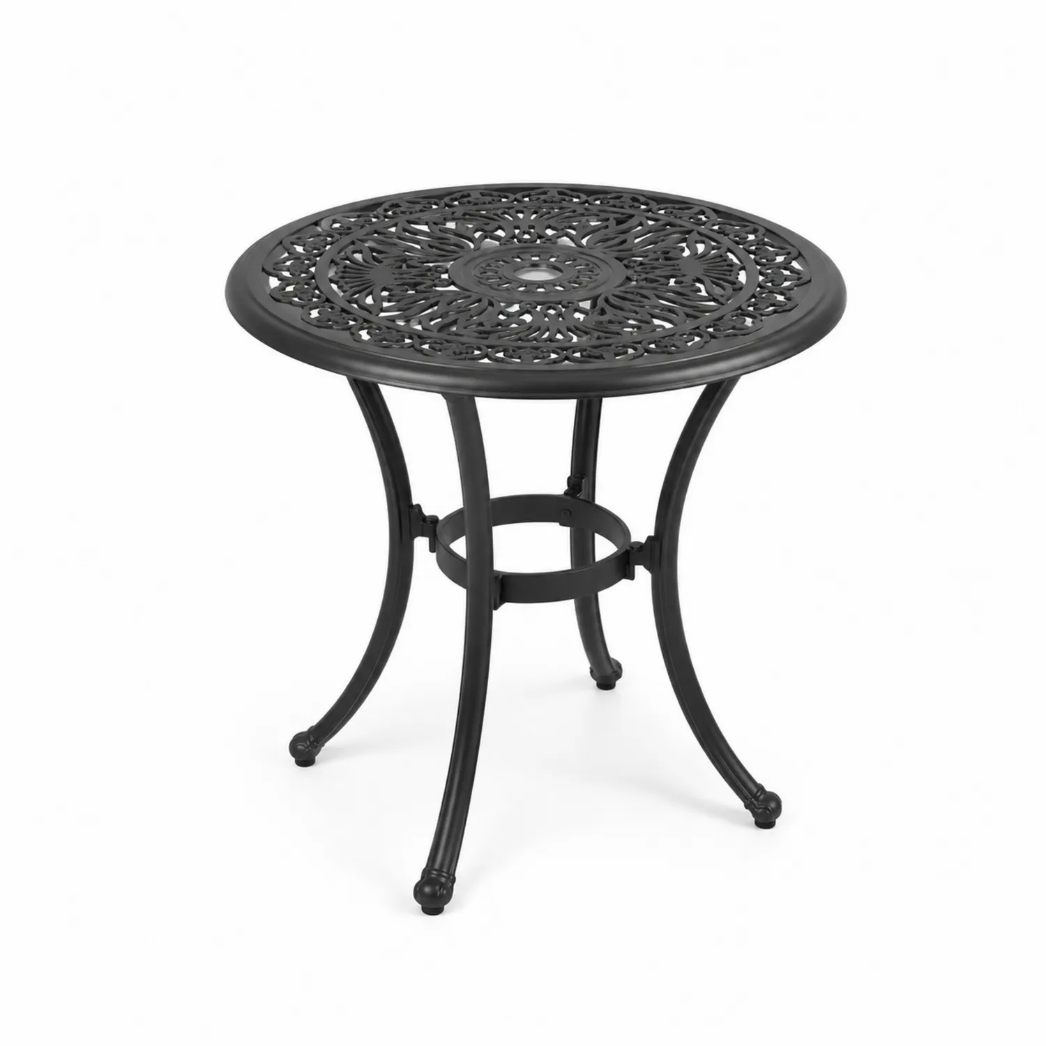 Table ronde en métal noir ajourée diamètre 90 cm