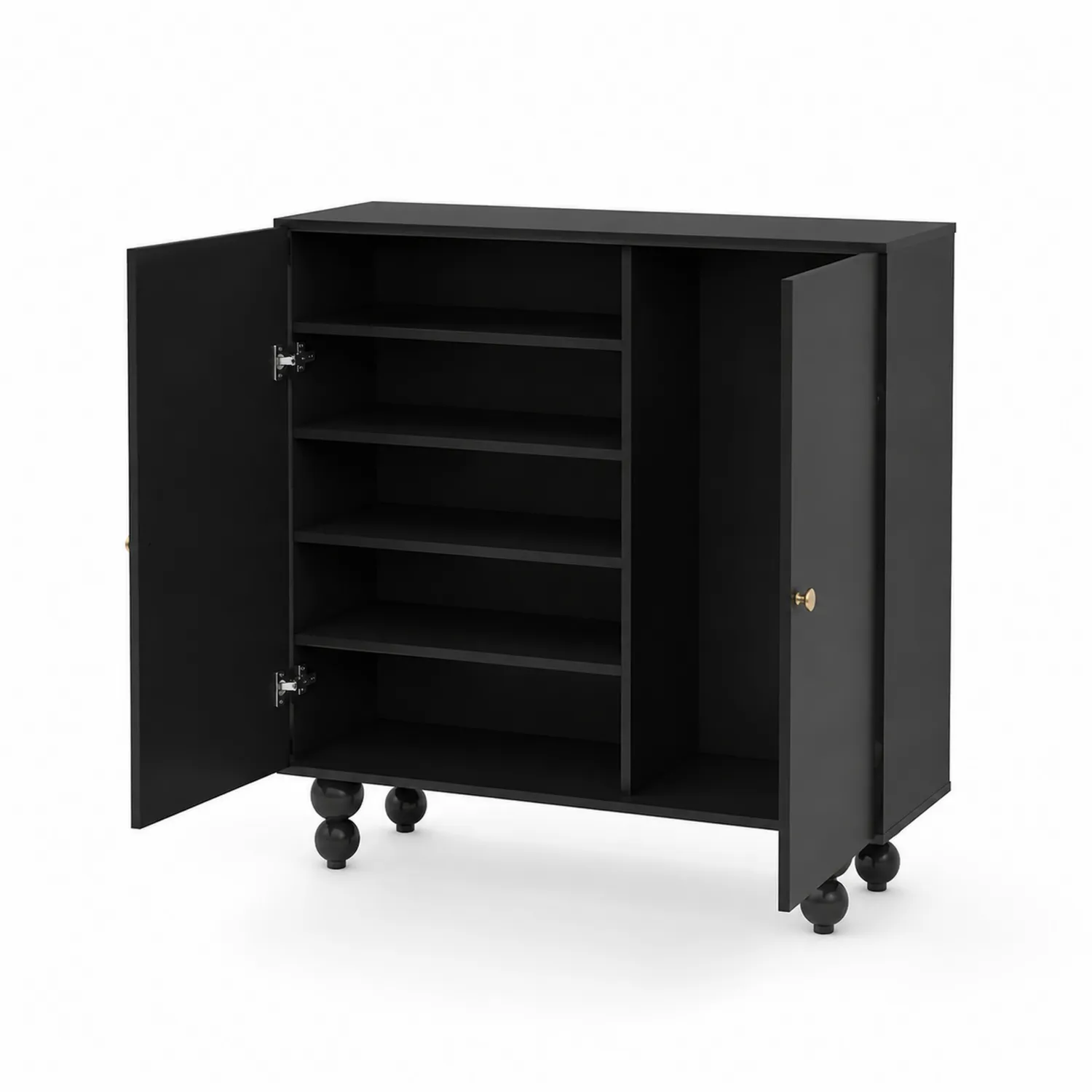 Armoire à chaussures en bois noir avec roulettes