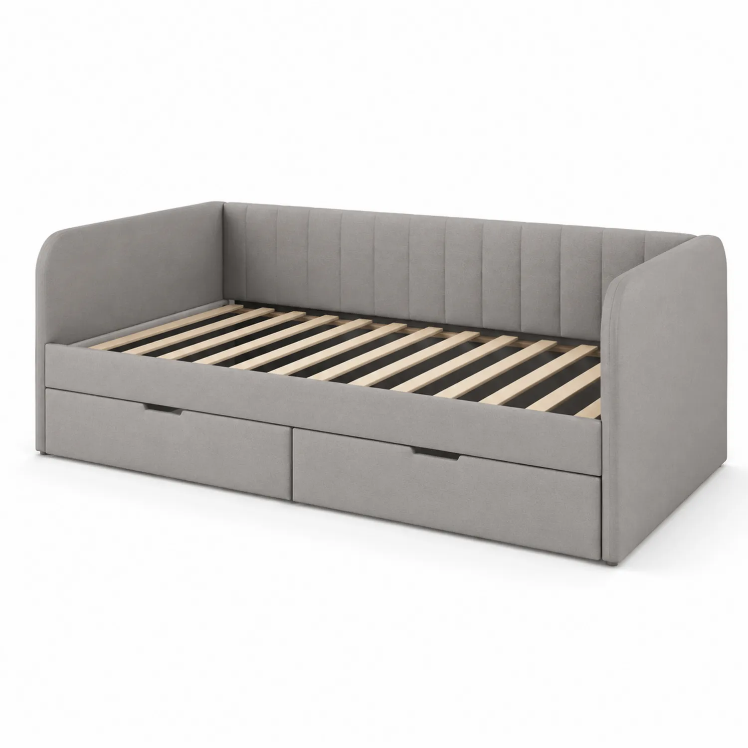 Letto da giorno in legno e tessuto poliestere Grigio 200x90 cm