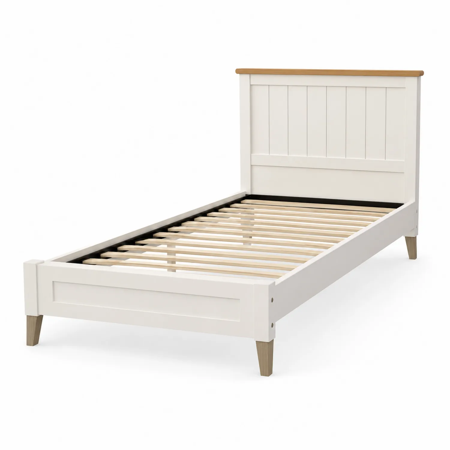 Letto singolo in legno massello verniciato bianco 200x90x100 cm