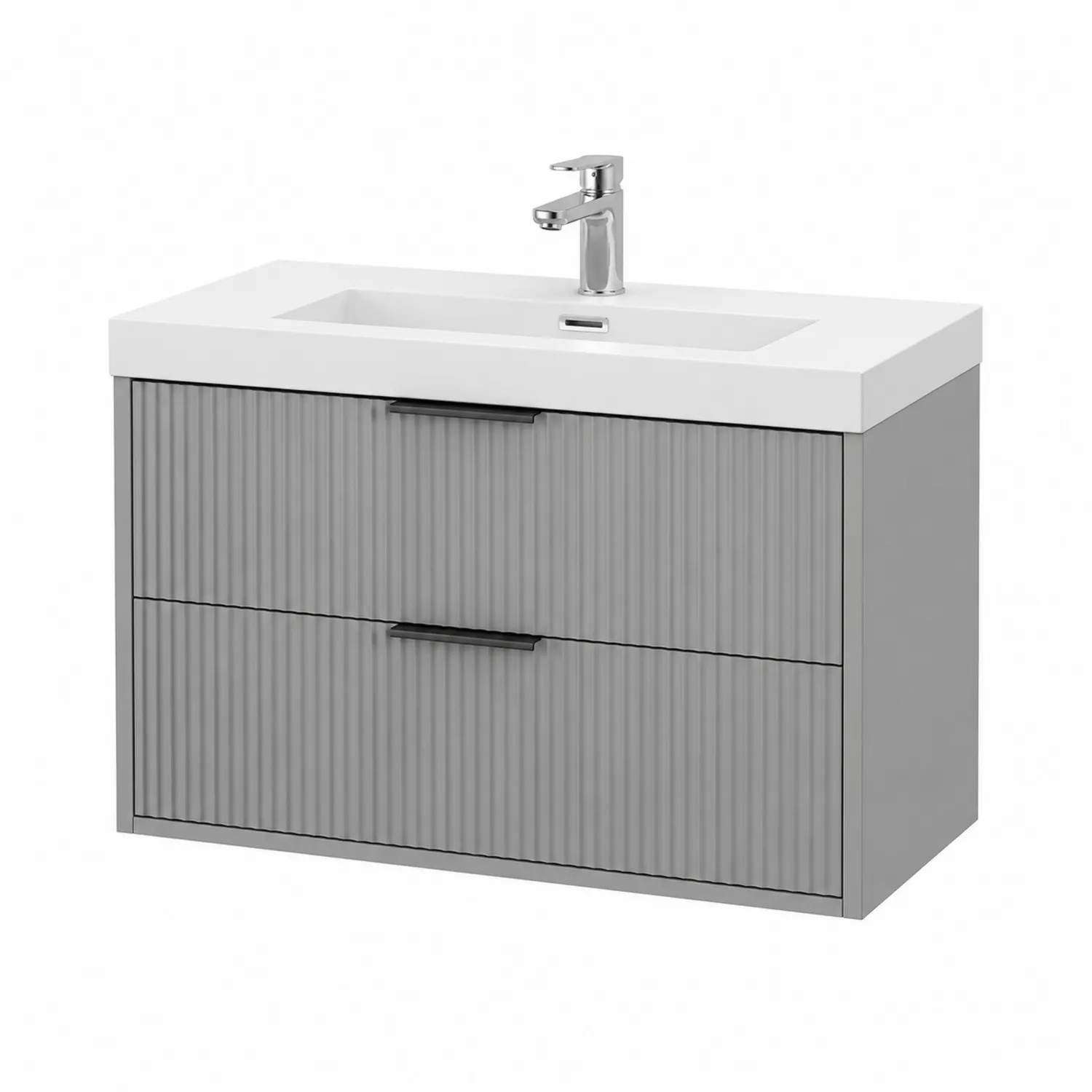 Mobile lavabo sospeso in MDF con lavabo in ceramica 80x48x60 cm