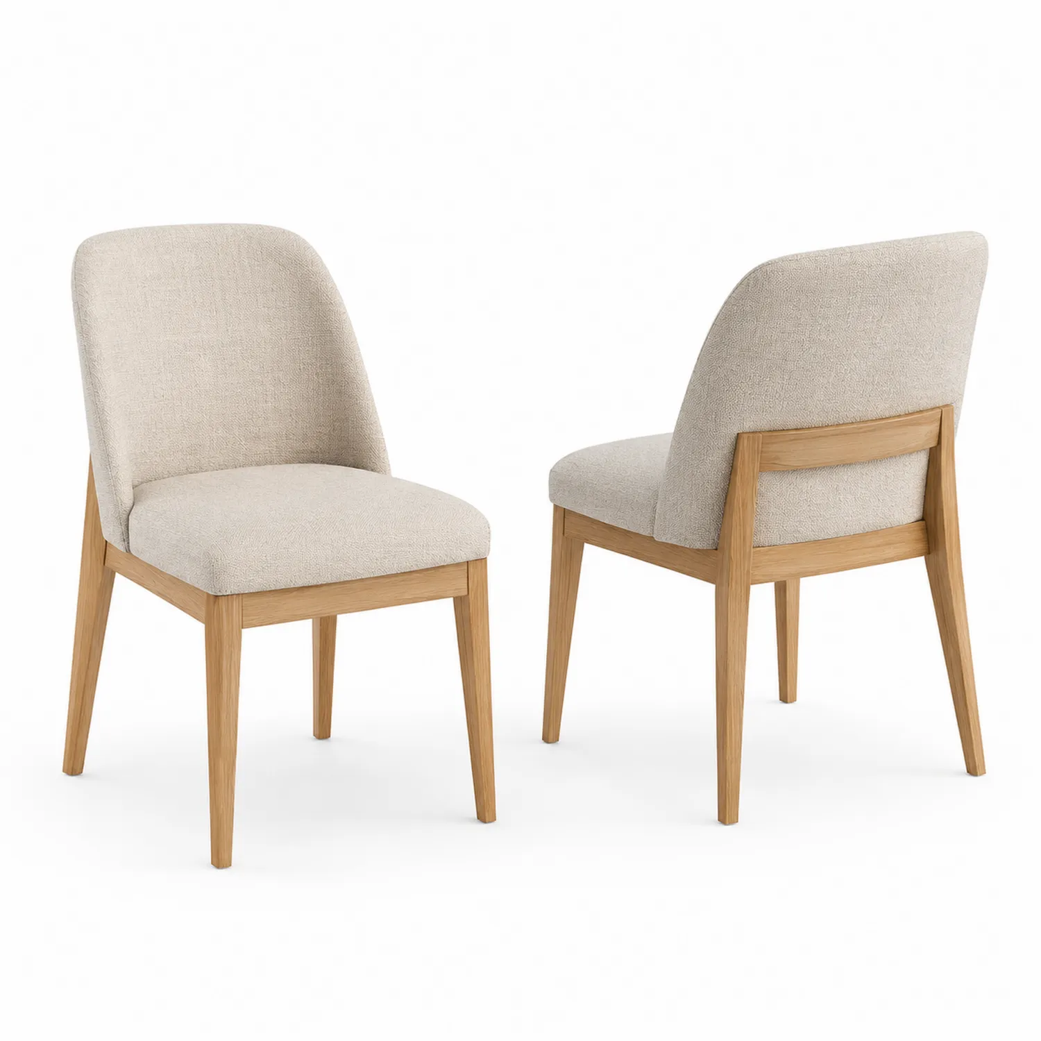 Set di 2 sedie in rovere e tessuto beige 84 cm