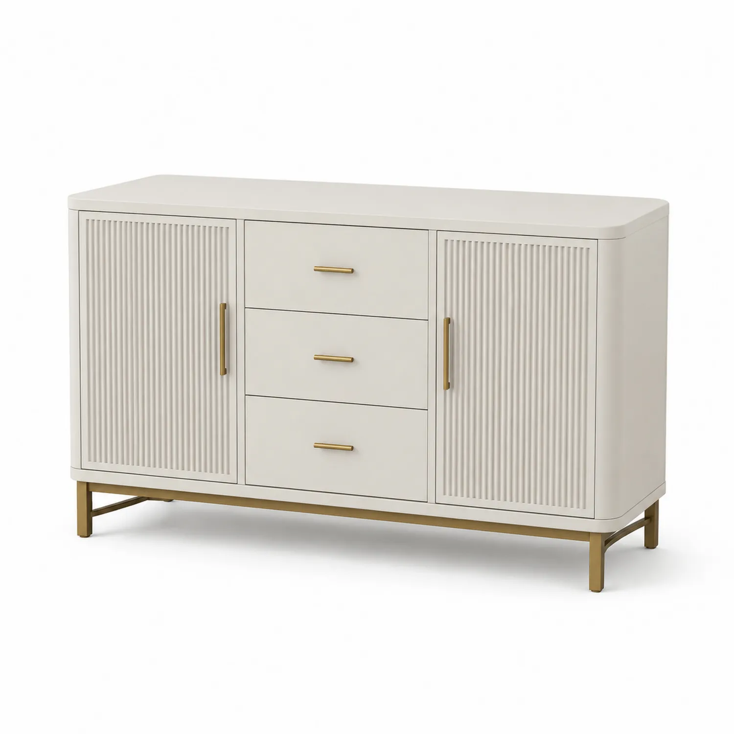 Credenza in Legno e Metallo con Ante e Dettagli Dorati