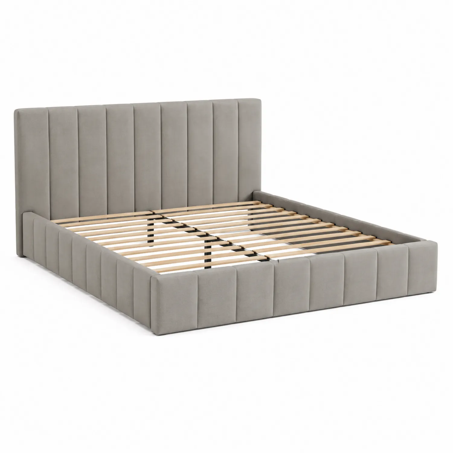 Letto matrimoniale in velluto grigio 160x200 cm