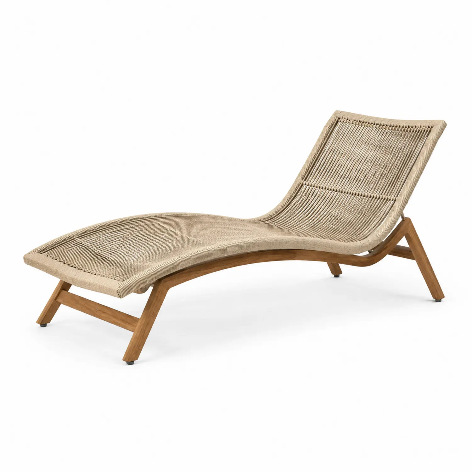 Sdraio da Esterno in Legno e Corda Sintetica Beige