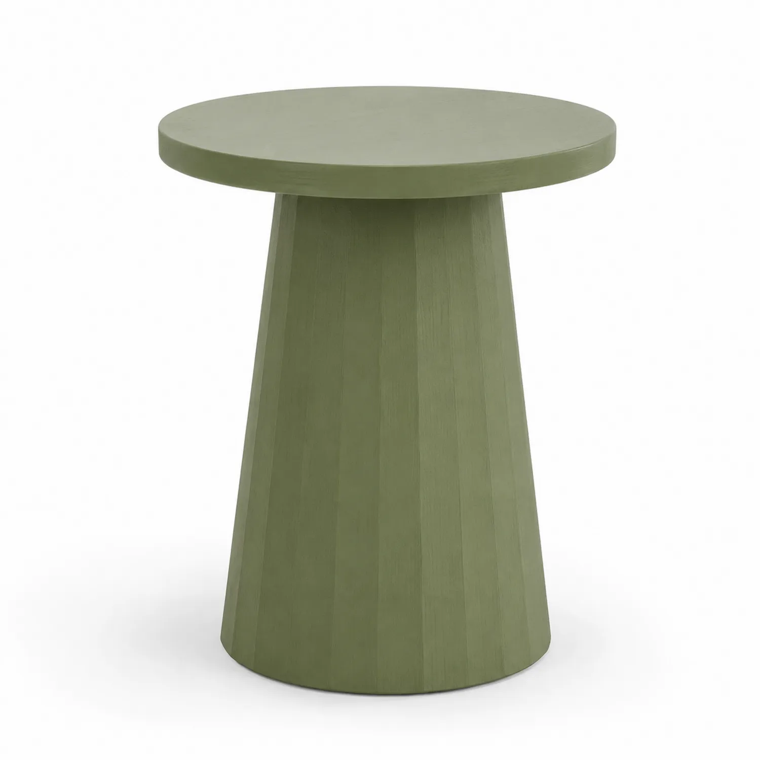 Tavolino laterale in legno compensato verde, diametro 40 cm, altezza 50 cm