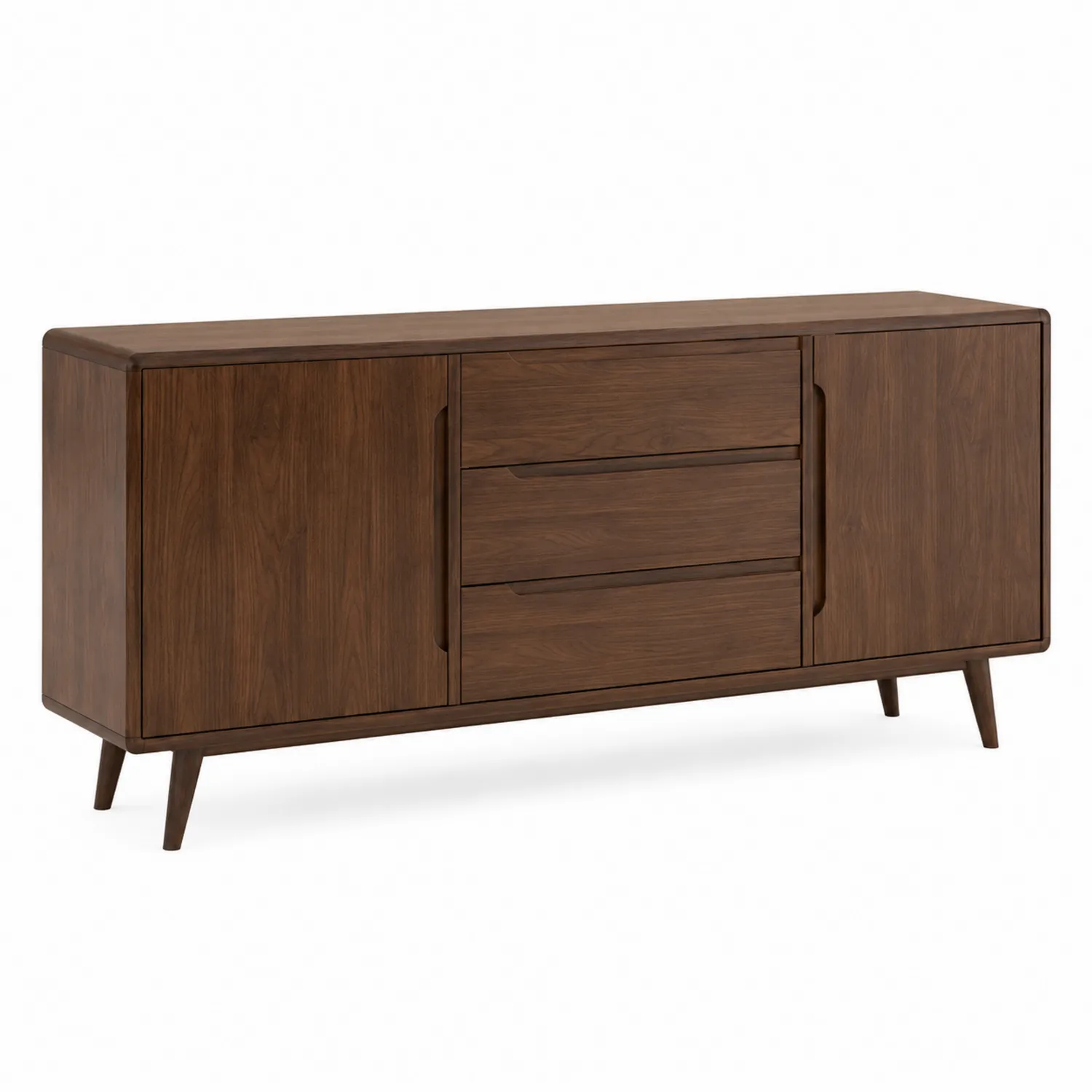 Credenza in Legno di Noce con Cassetti e Ante