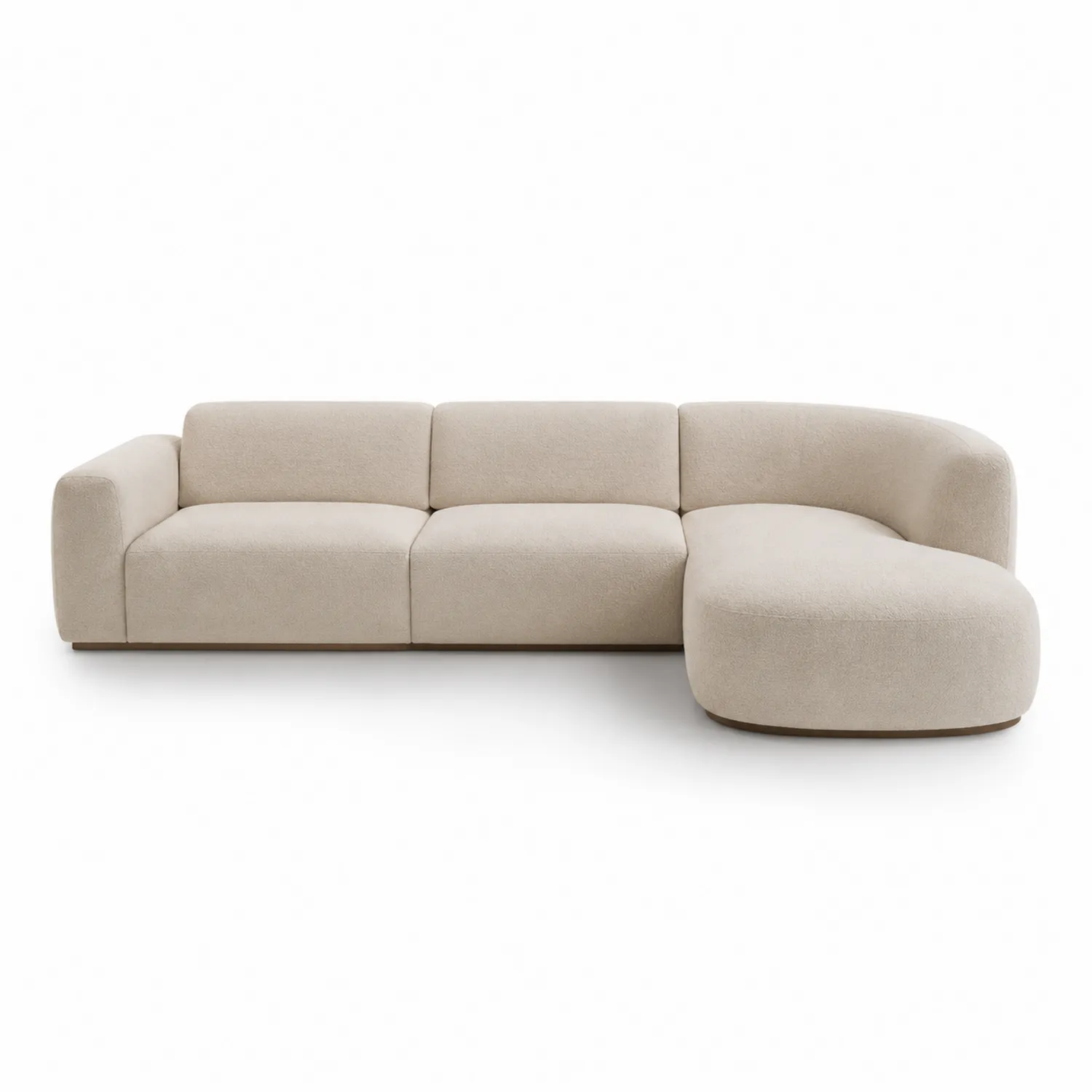 Divano angolare in tessuto poliestere beige con chaise longue