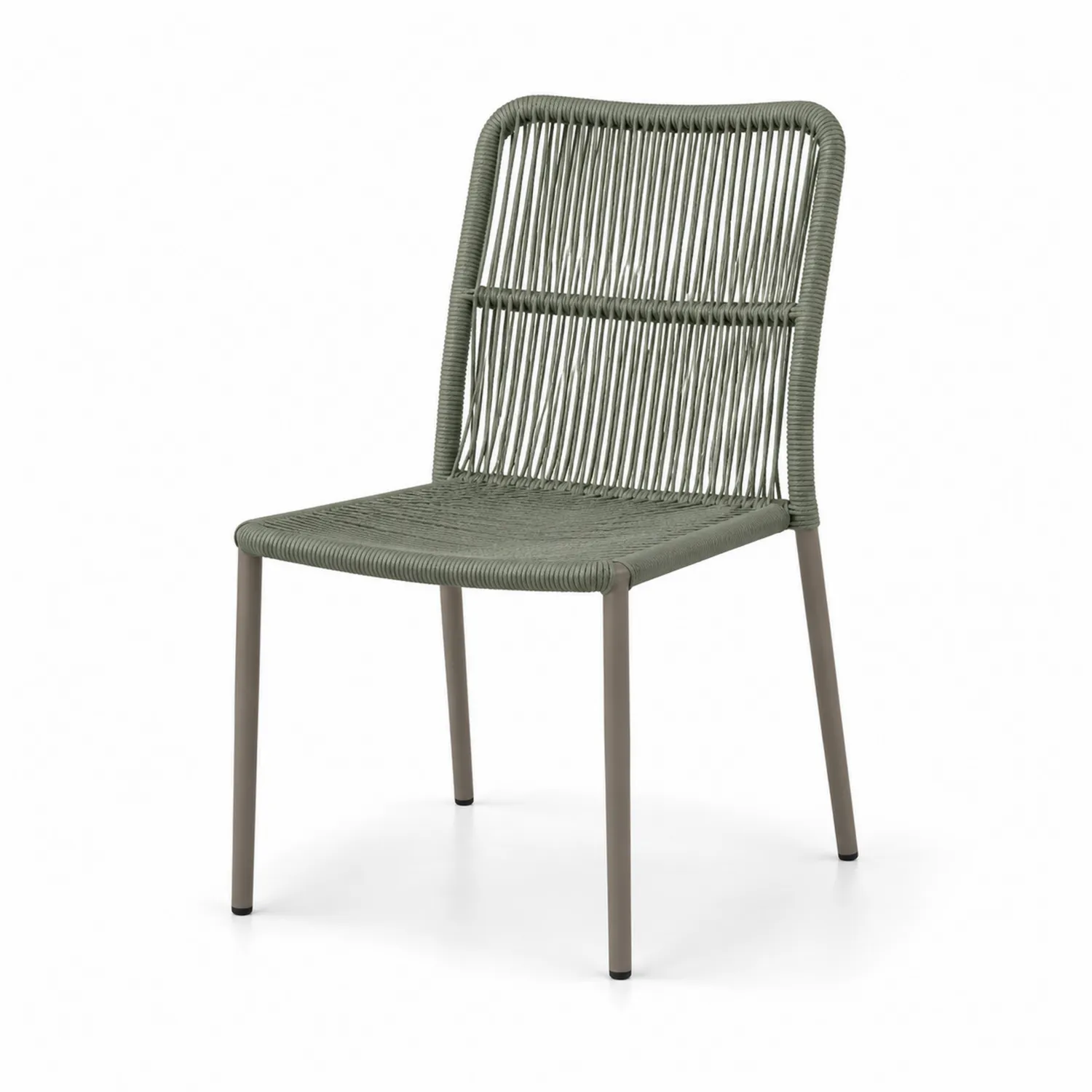 Sedia da giardino in metallo e corda intrecciata verde