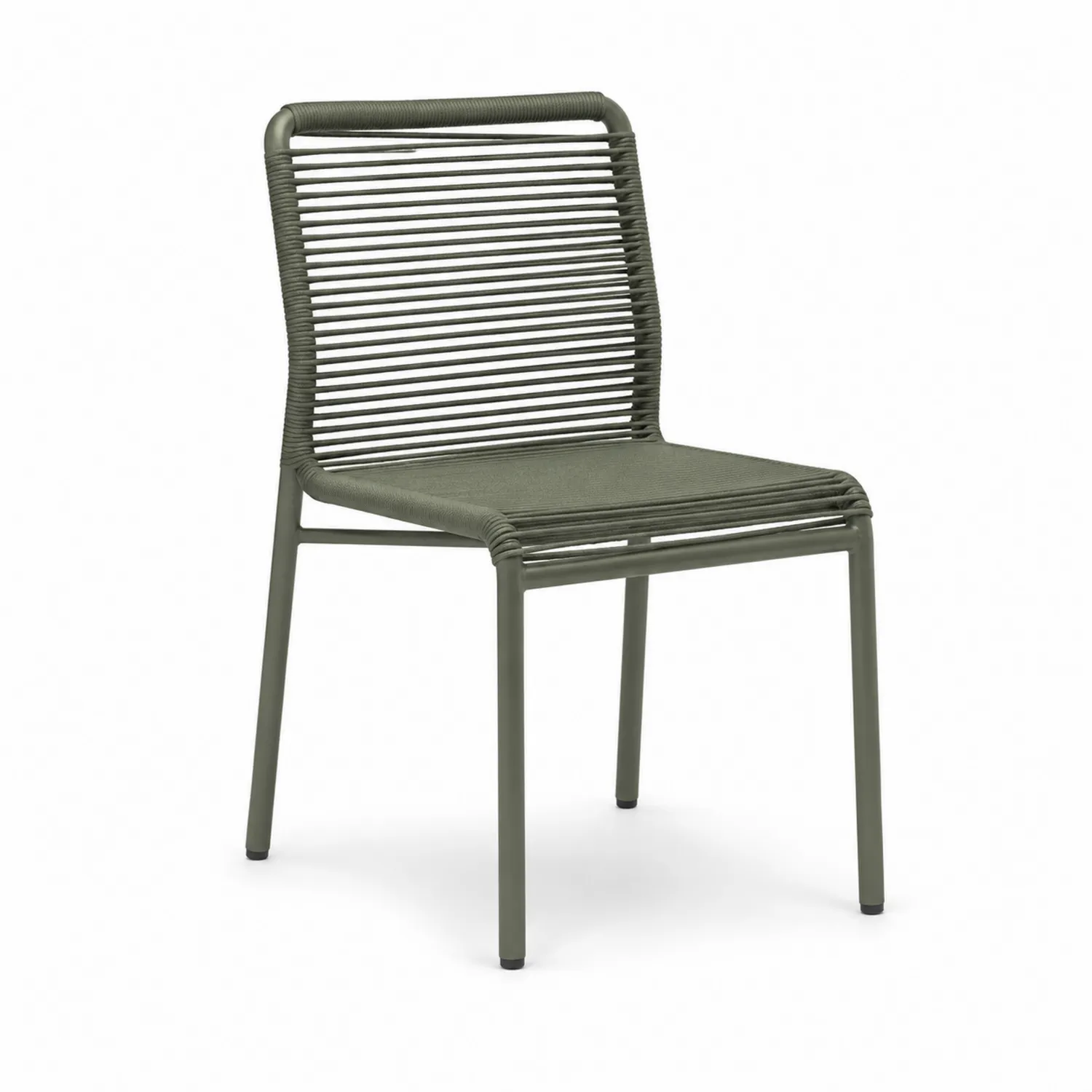 Sedia da esterno in metallo e corda verde 45x55x85 cm